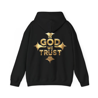 Bold Faith in Gold – “In God We Trust” Christian Men’s Hoodie