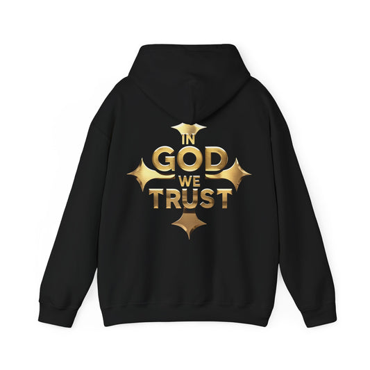 Bold Faith in Gold – “In God We Trust” Christian Men’s Hoodie