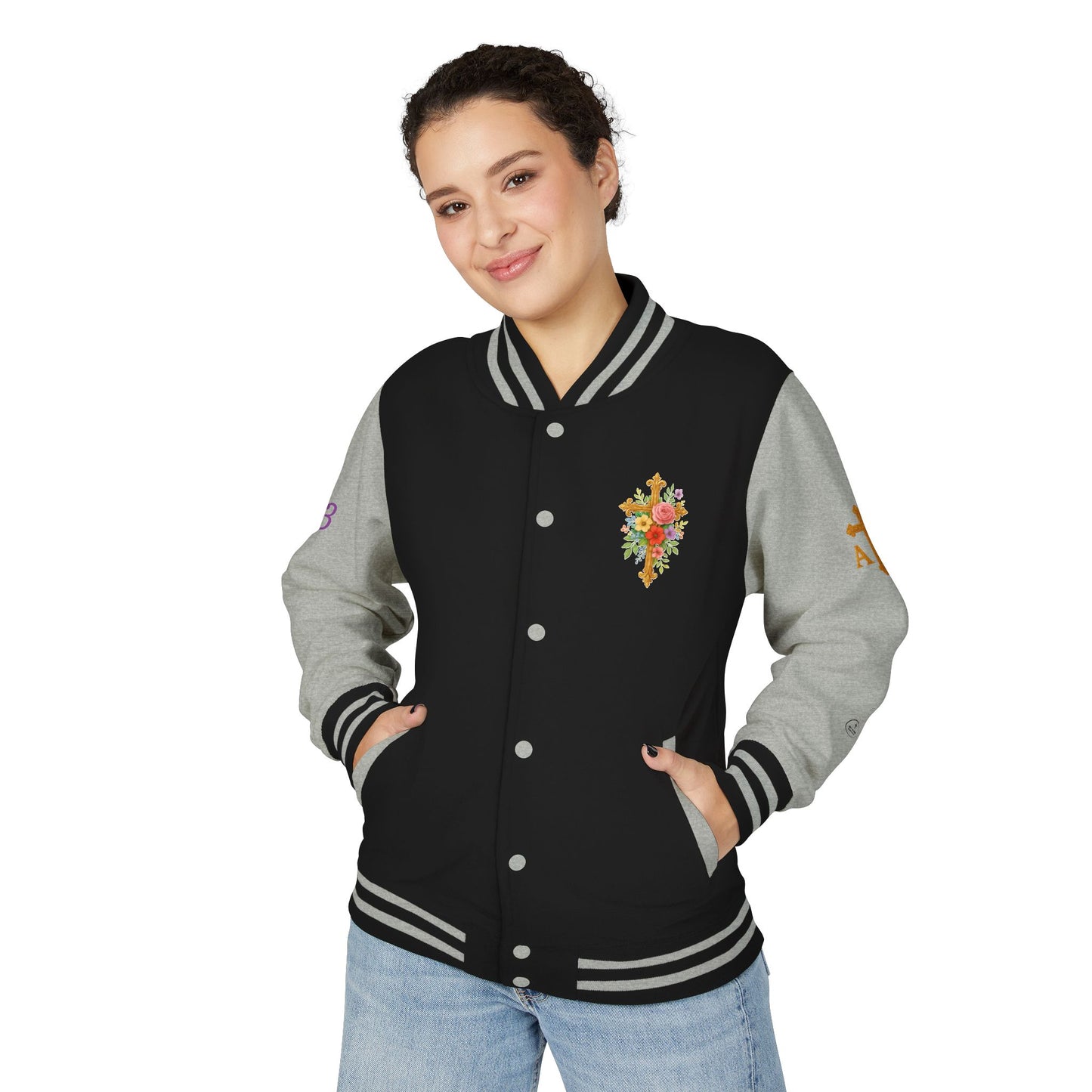 Victory in Christ Women’s Letterman Jacket – Grace in Triumph