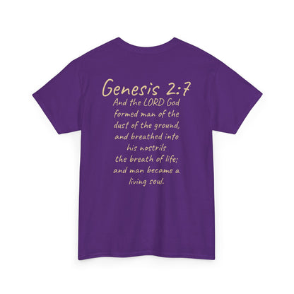 Formed from the Dust | Men’s Christian T-Shirt with Genesis 2:7 (Light Lettering)