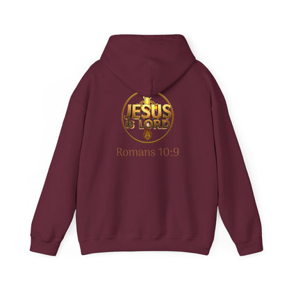 Jesus is Lord - Men's Christian Hoodie with Golden Cross