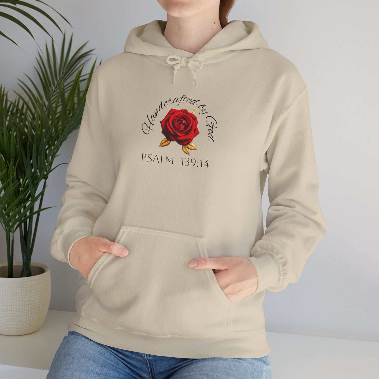 Handcrafted by God Rose Women's Hoodie (Dark Lettering)