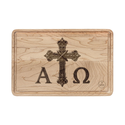 Alpha & Omega — Eternal Cross Cutting Board