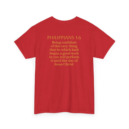 Becoming Men’s Faith Tee – Philippians 1:6 Edition (Light Lettering)
