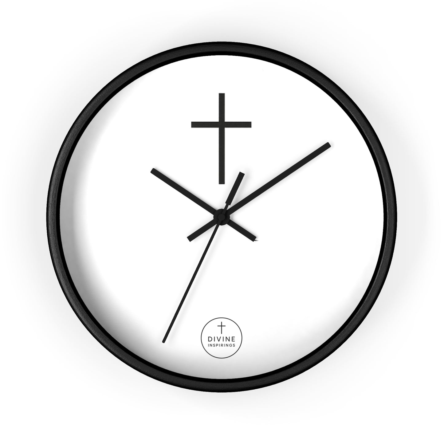 Minimalist Black Cross Wall Clock – Elegant Christian Home Decor