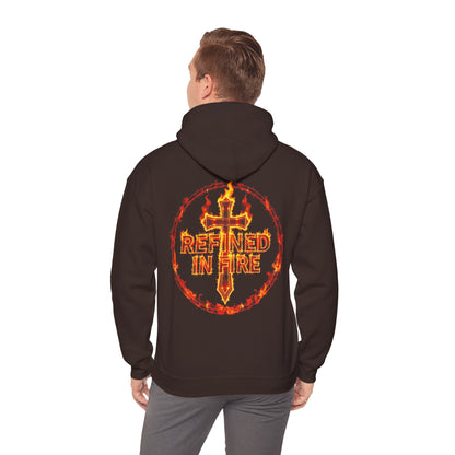 Men’s “Refined in Fire” Christian Hoodie – Flame Design Faith Pullover