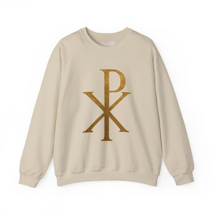 Divine Comfort – Women’s Gold Chi Rho Christian Sweatshirt
