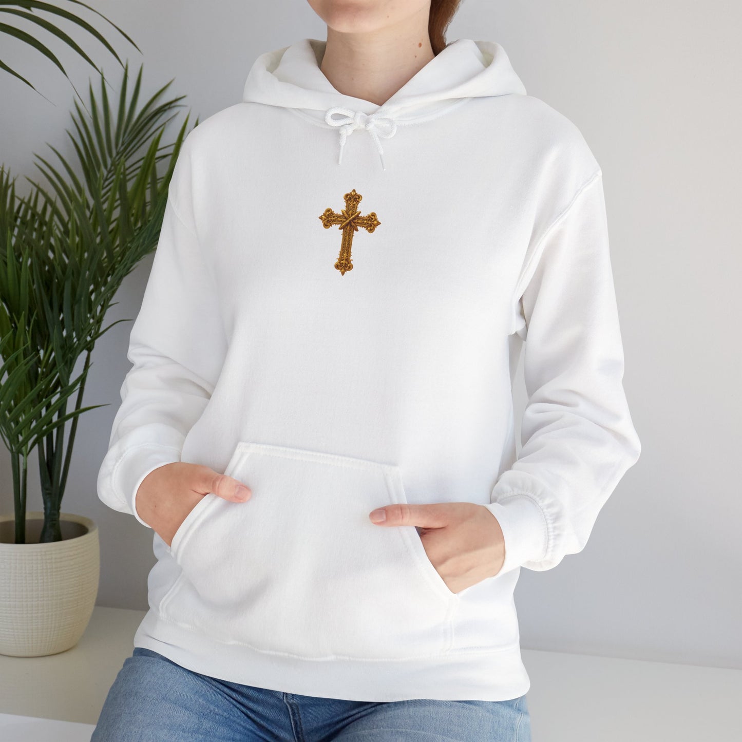 Jesus is Lord - Women's Christian Hoodie with Golden Cross