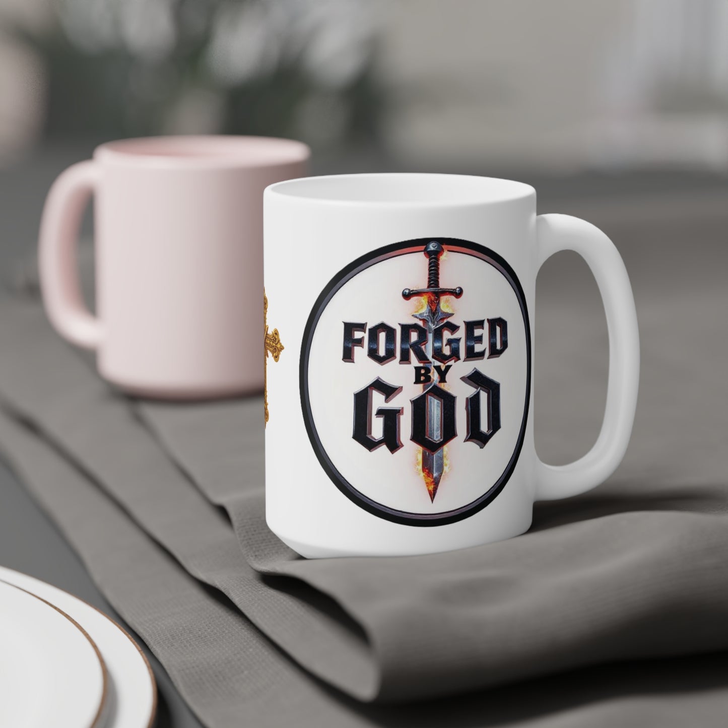 Forged by God Christian Coffee Mug – Strength in Faith Drinkware