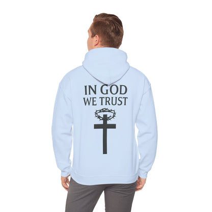 In God We Trust – Men’s Christian Hoodie with Cross & Crown of Thorns