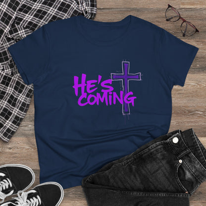 Faithful & Fearless Women’s T-Shirt – “He’s Coming” Christian Prophecy Tee