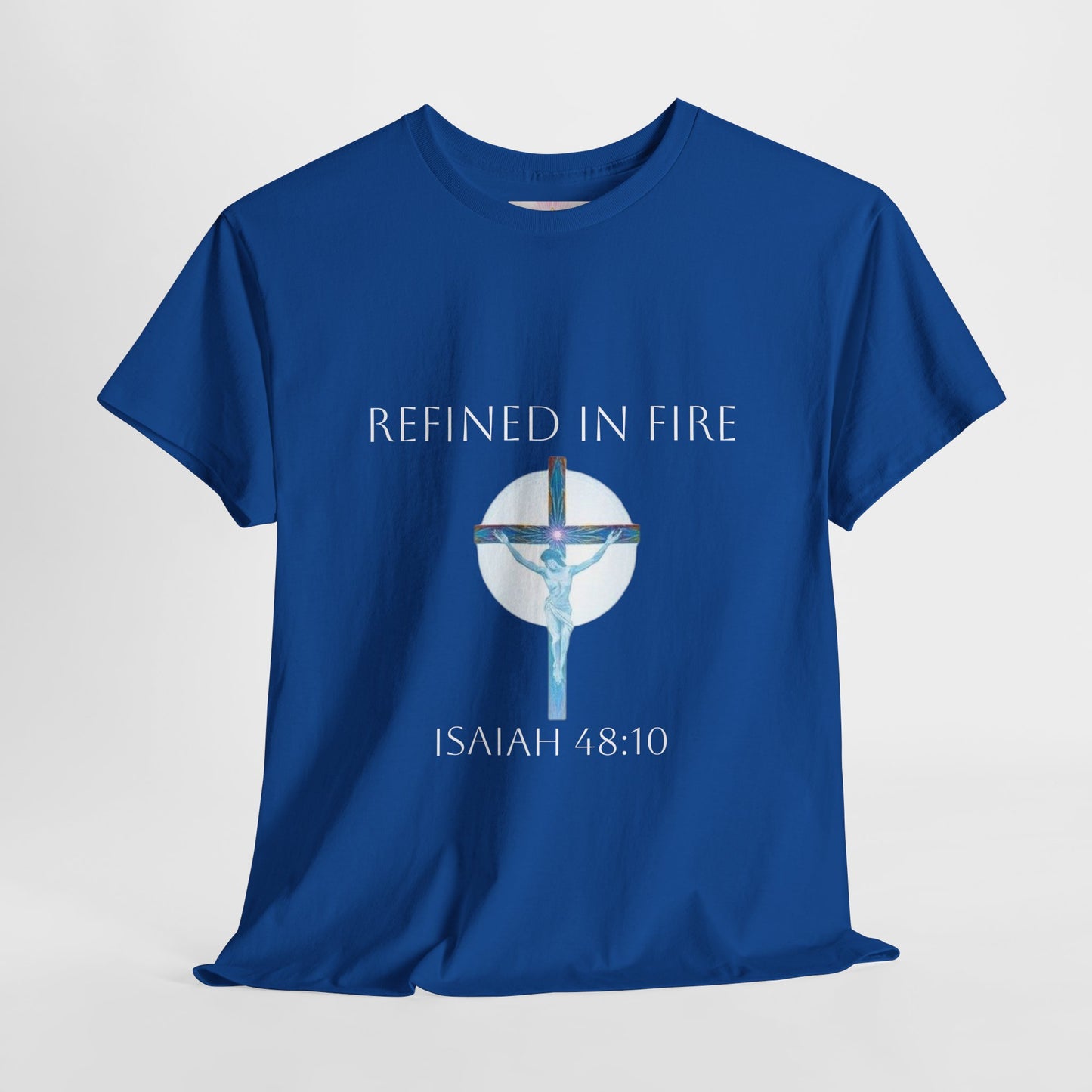 Men's Refined in Fire Christian T-Shirt – Modern Cross Design (White Lettering)
