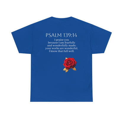 Handcrafted by God (Rose) - Woman's Christian T-Shirt (White Lettering)