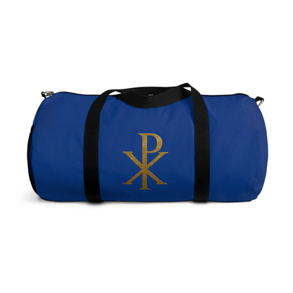 Christ’s Victory Duffle Bag in Blue – Chi Rho Symbol
