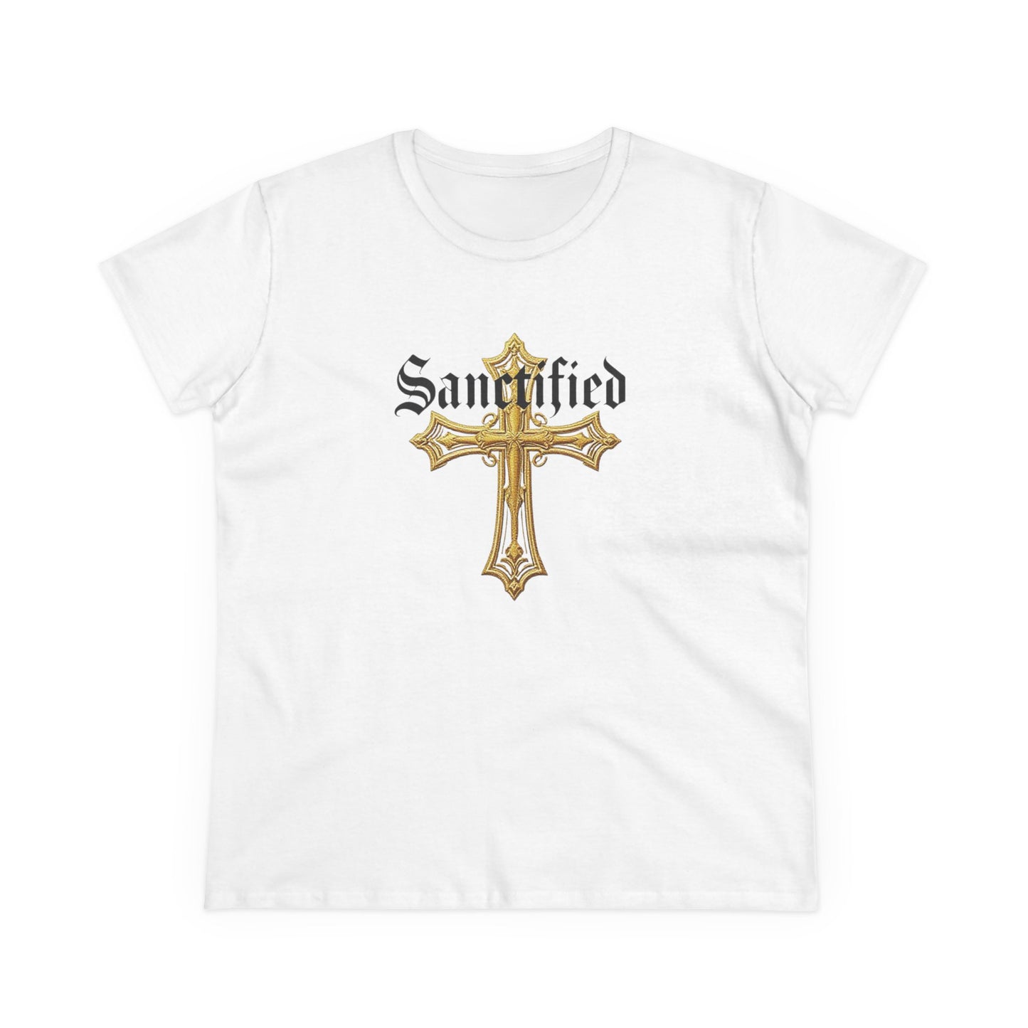 Sanctified Women's Gothic Cross T-Shirt – Faith in Bold Style