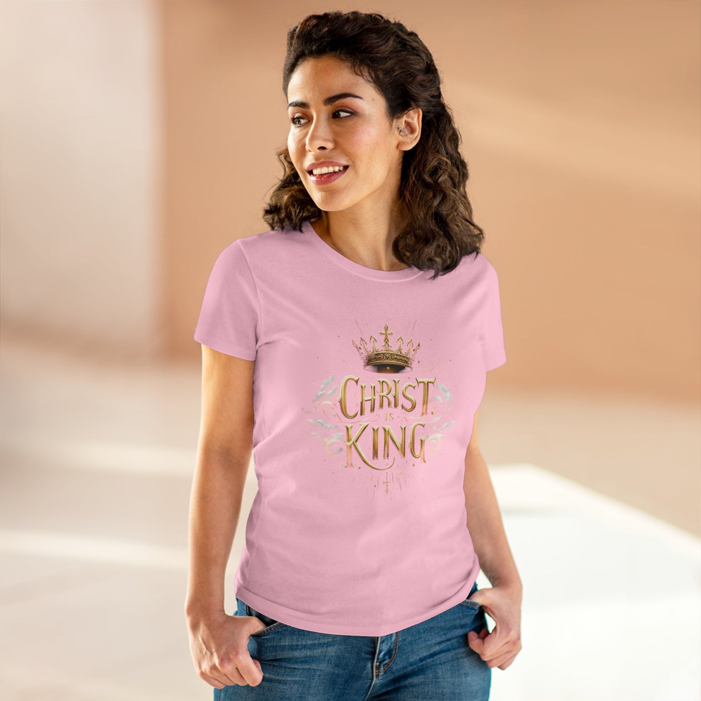 Christ is King – Bold Women’s Softstyle Tee of Royal Faith