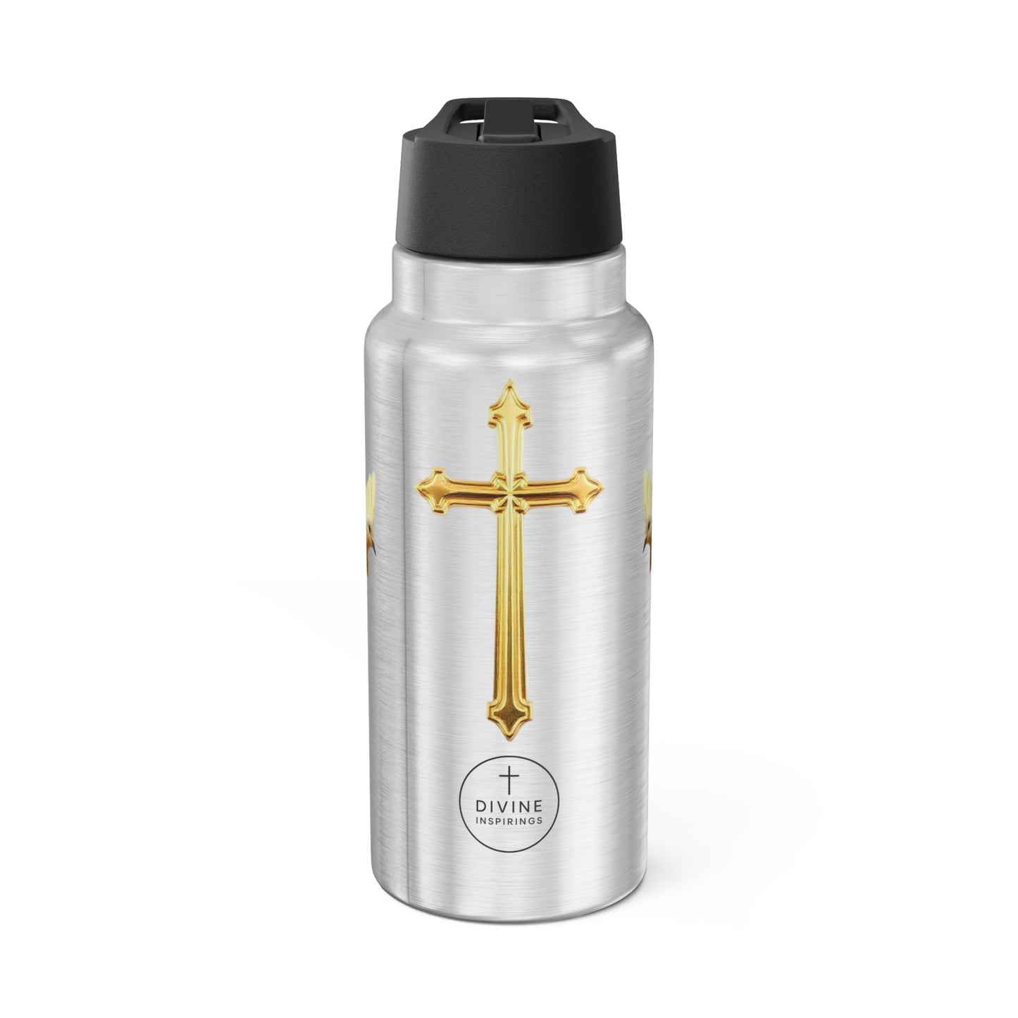 Soaring Faith – Gold Cross with Doves Stainless Steel Tumbler