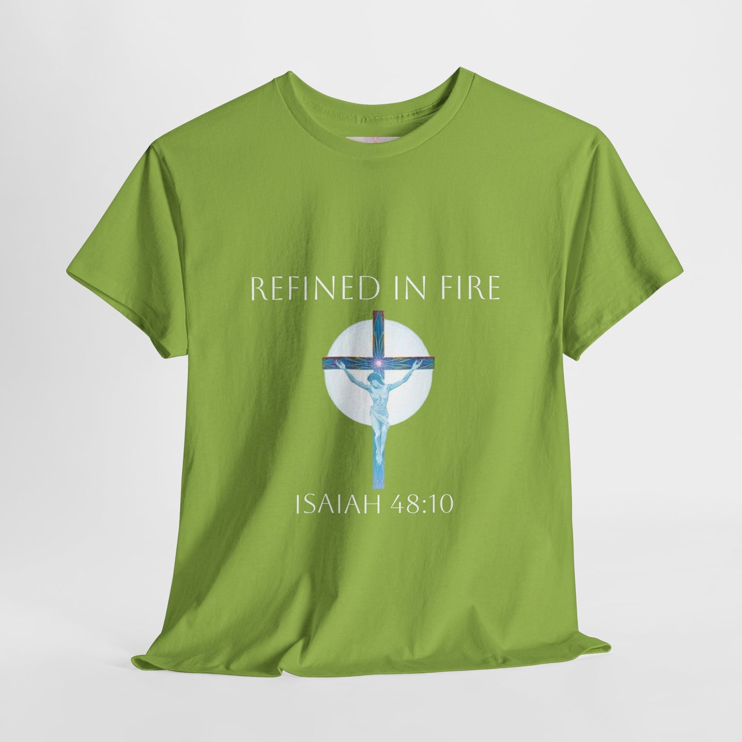 Men's Refined in Fire Christian T-Shirt – Modern Cross Design (White Lettering)