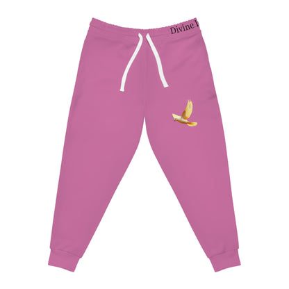 Peaceful Spirit Women's Jogging Pants in Pink with Dove in Flight Design