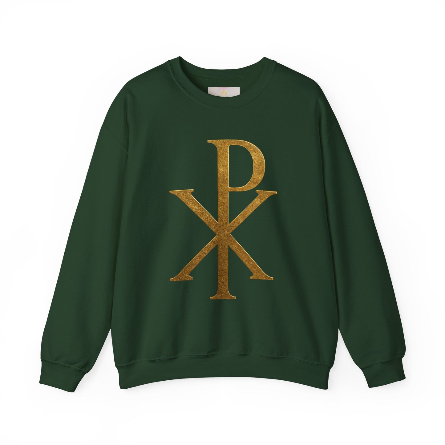 Men’s “Christ Victorious” Sweatshirt – Gold Chi Rho Emblem of Eternal Triumph