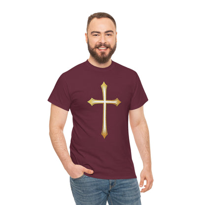 Men’s Gold Cross Tee – Christian Faith-Inspired Apparel