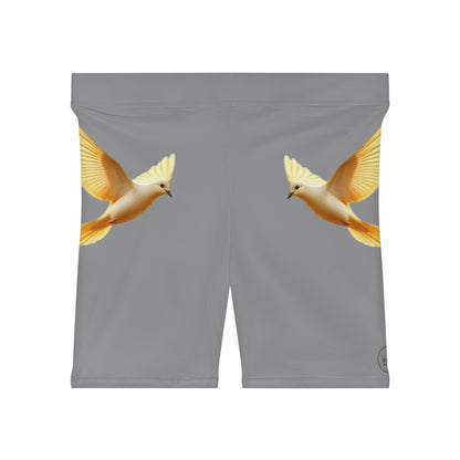 Golden Dove Women’s Biking Shorts in Grey – Spirit of Peace and Power
