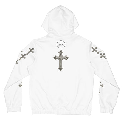 Silver Sanctuary Zip-Up Hoodie in White - Christian Apparel