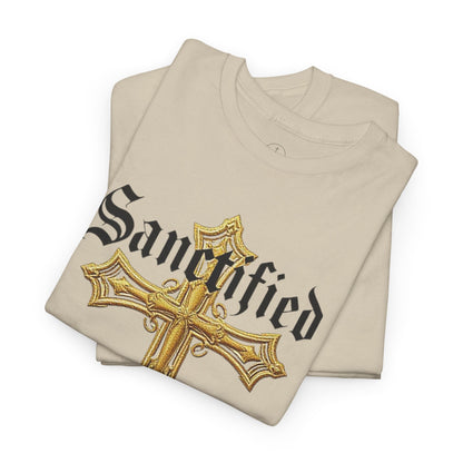Sanctified Men's Gothic Cross T-Shirt – Faith in Bold Elegance
