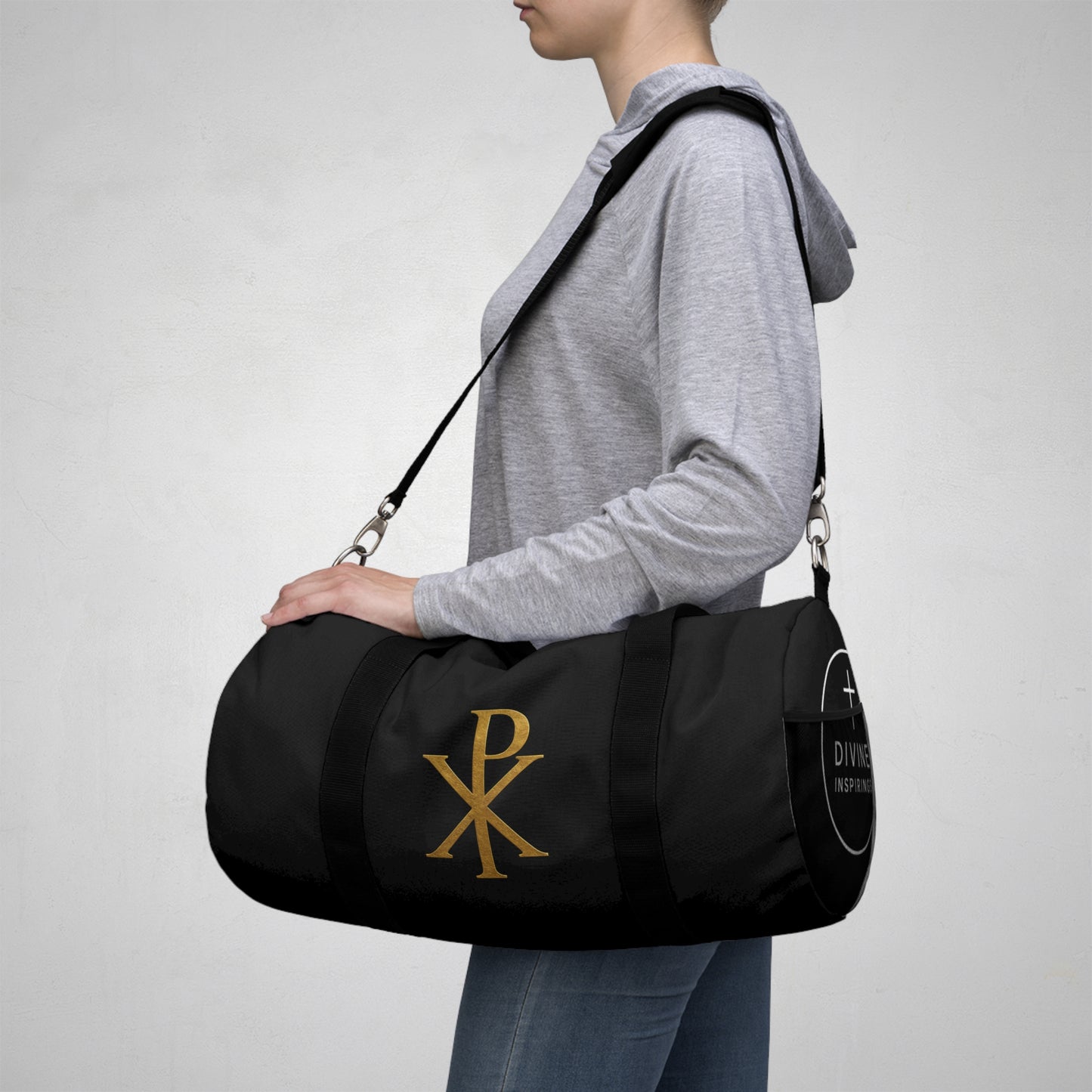 Women's Christ’s Victory Duffle Bag in Black – Chi Rho Symbol