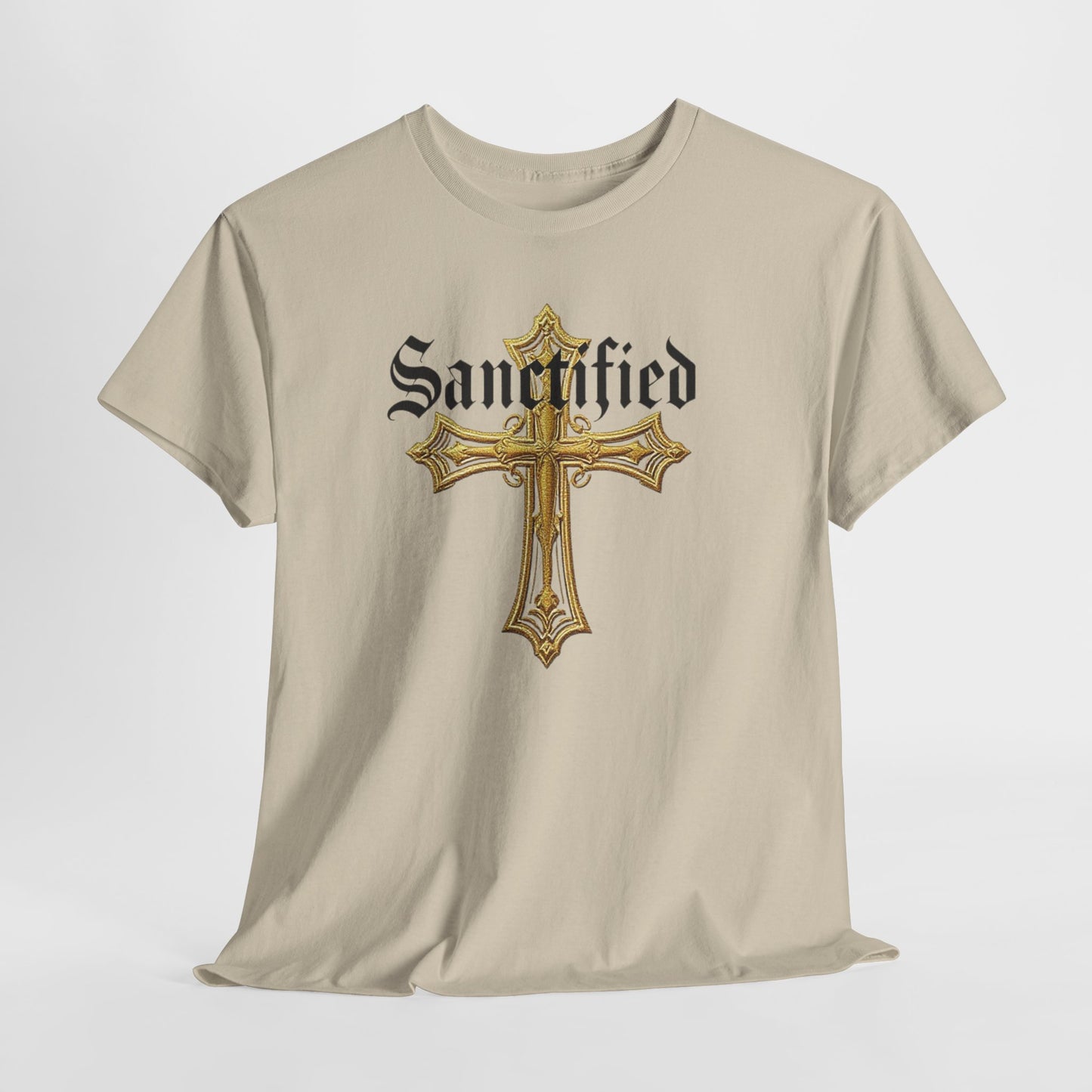 Sanctified Men's Gothic Cross T-Shirt – Faith in Bold Elegance