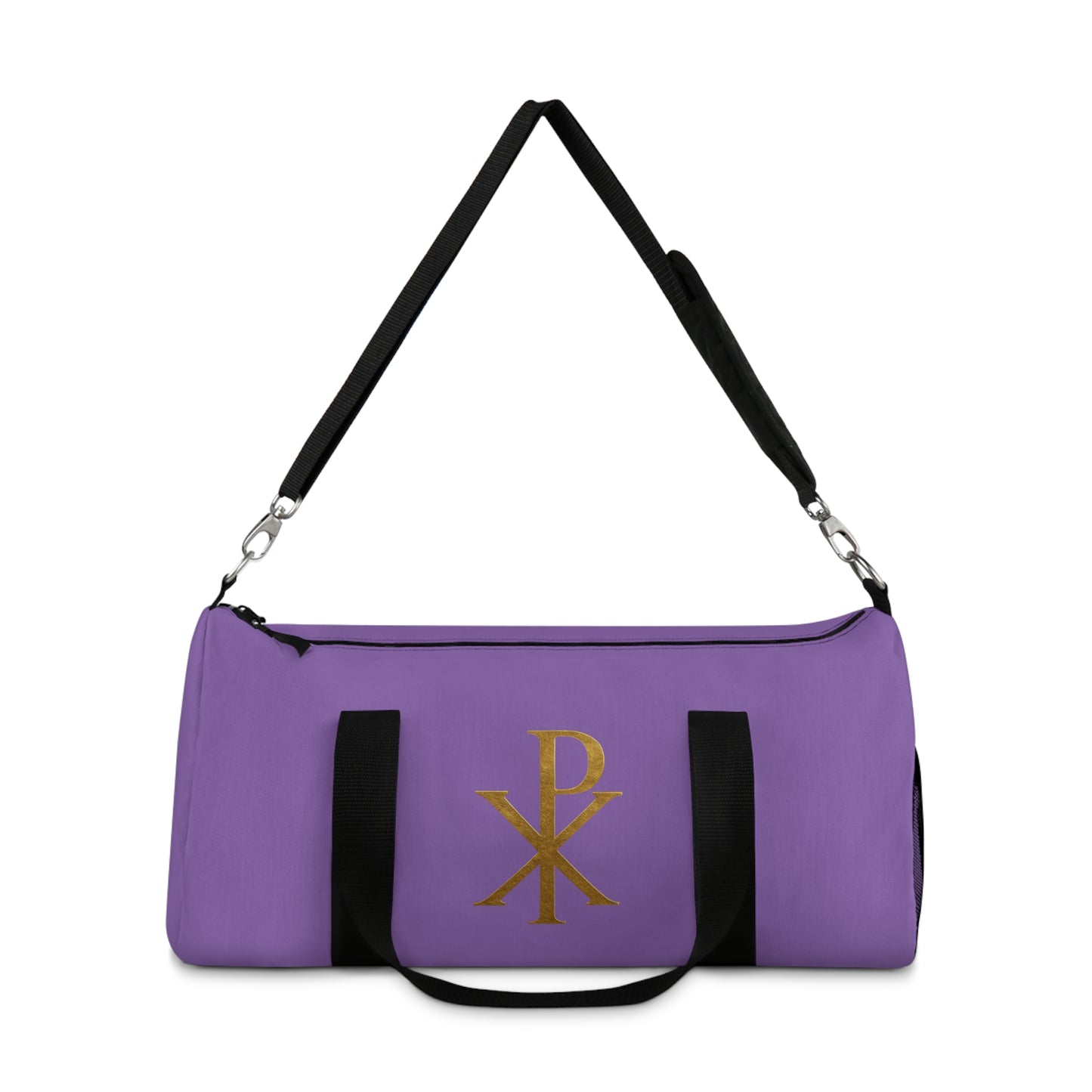 Women's Christ’s Victory Duffle Bag in Purple – Chi Rho Symbol