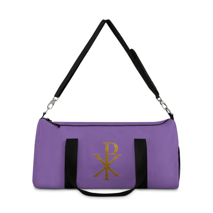 Women's Christ’s Victory Duffle Bag in Purple – Chi Rho Symbol