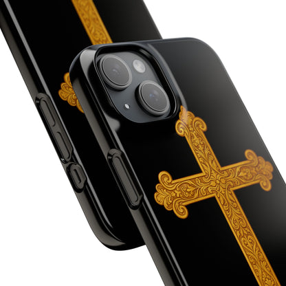 Black iPhone Snap Case – Gold Cross Design