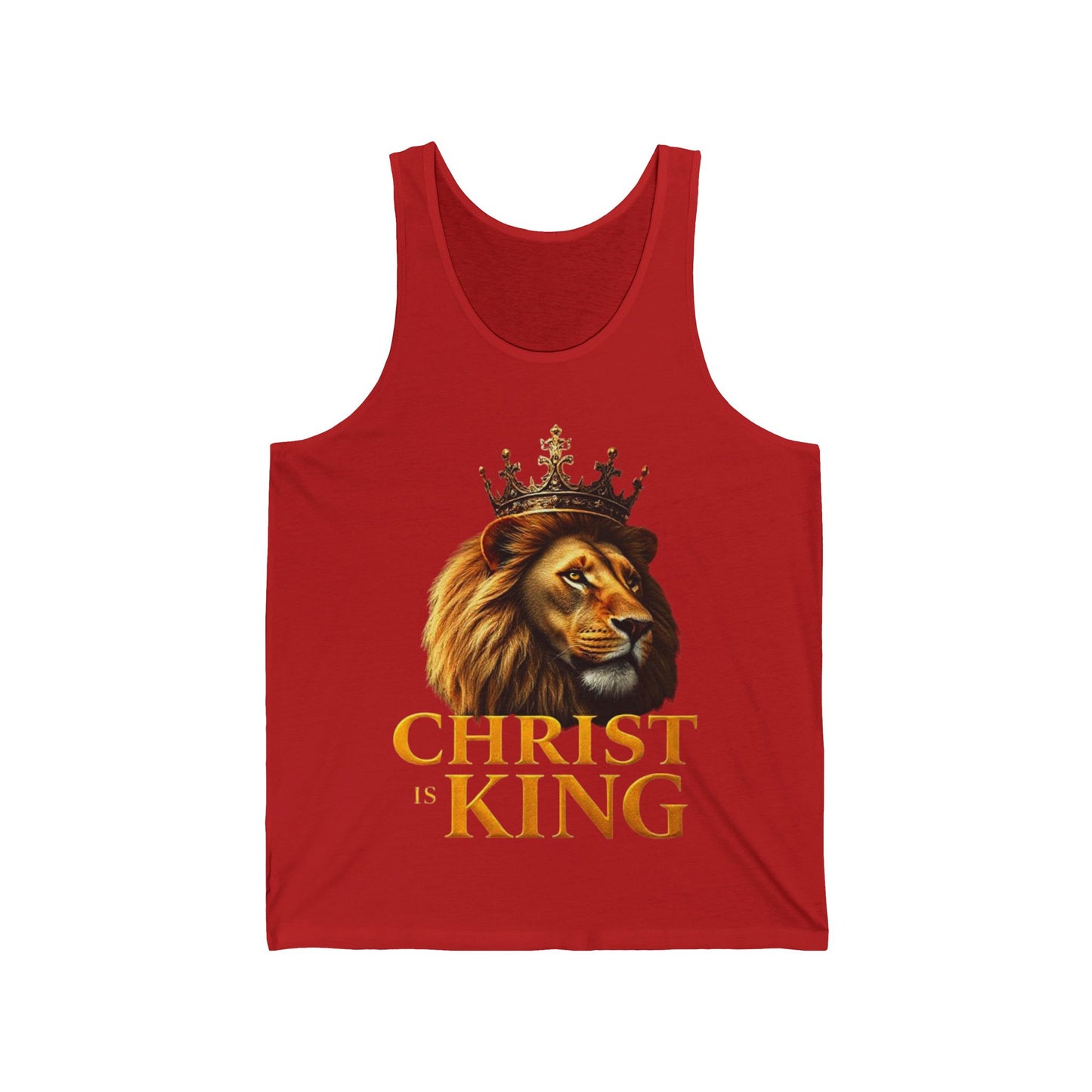 Christ is King – Men’s Christian Tank Top with Lion & Cross Design
