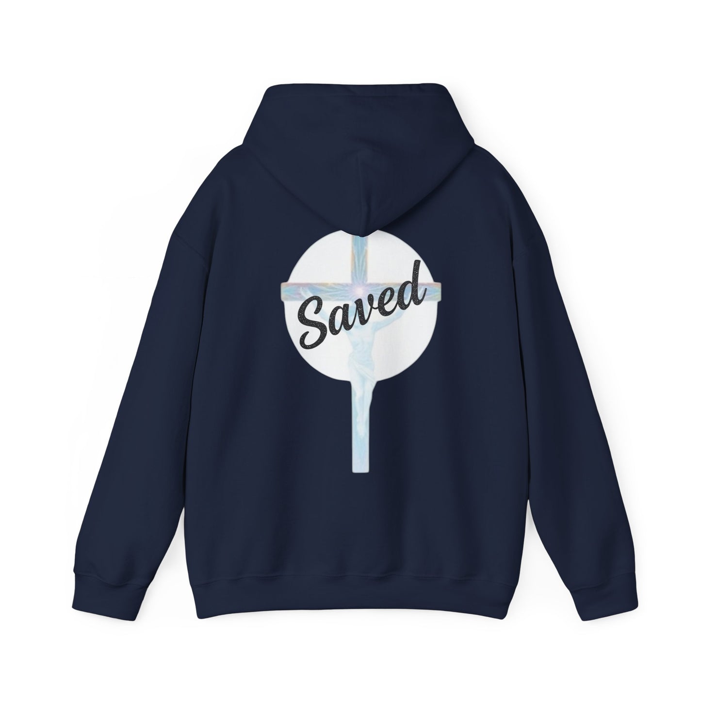 Saved in Christ – Men’s Faith Hoodie with Cross Design