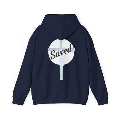 Saved in Christ – Men’s Faith Hoodie with Cross Design