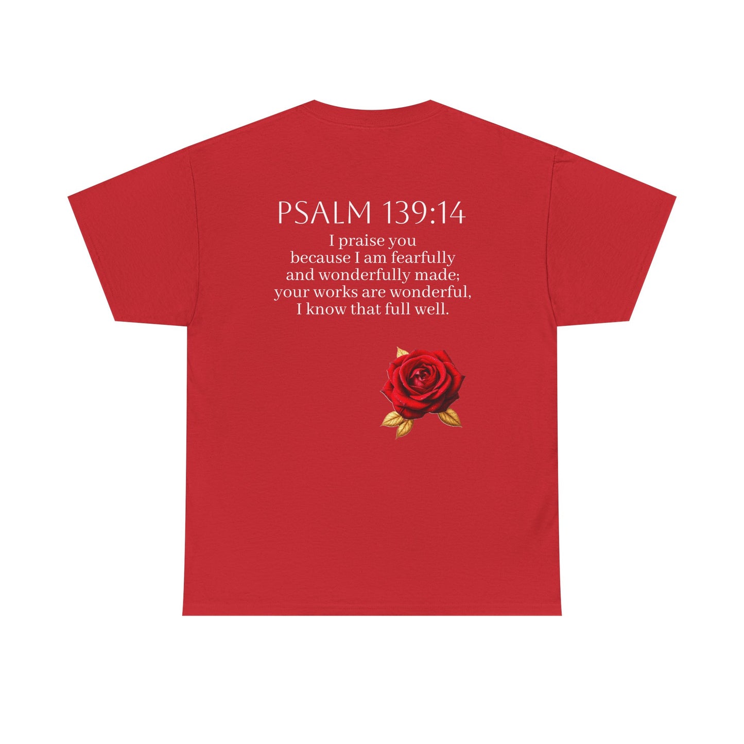 Handcrafted by God (Rose) - Woman's Christian T-Shirt (White Lettering)