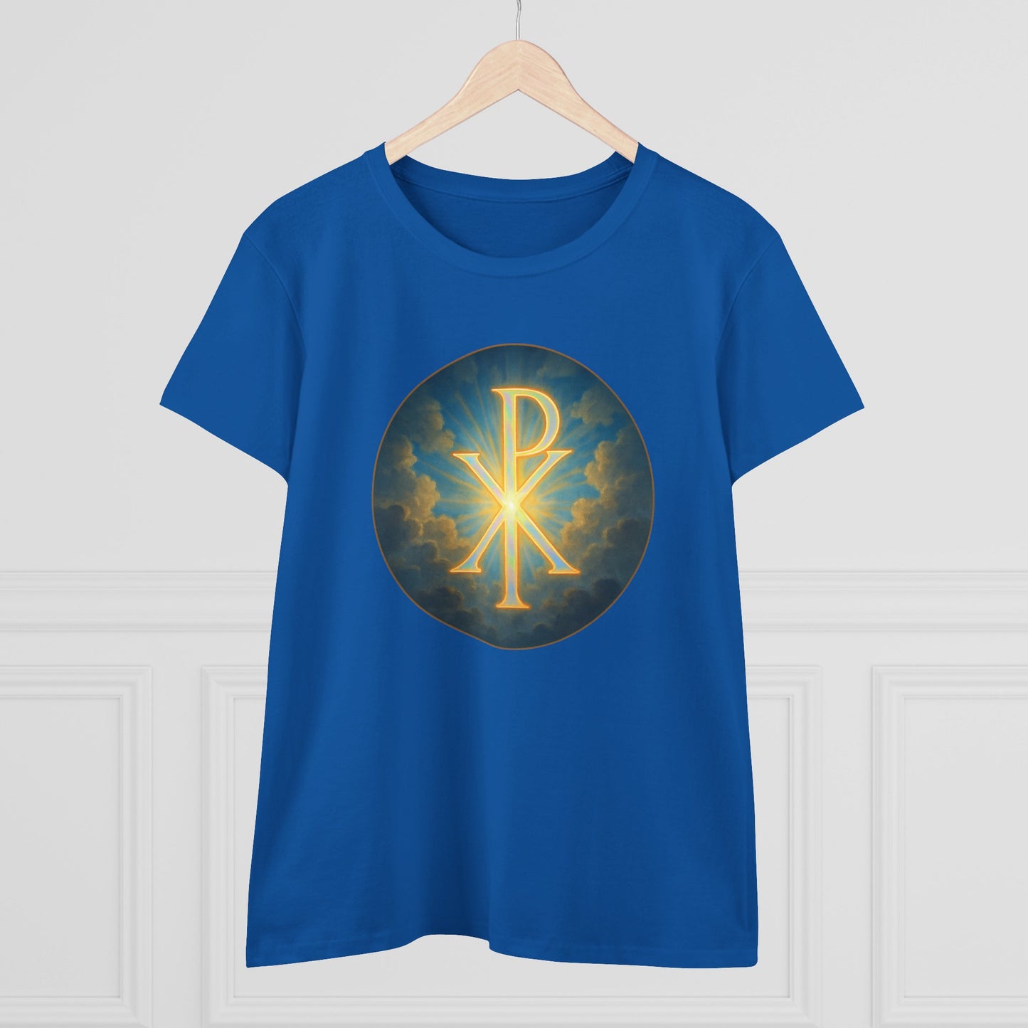 Marked by Majesty – Women’s Tee with Bold Chi Rho Emblem