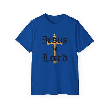 Men’s “Jesus is Lord” Christian T-Shirt with Cross – Bold Faith Statement Tee