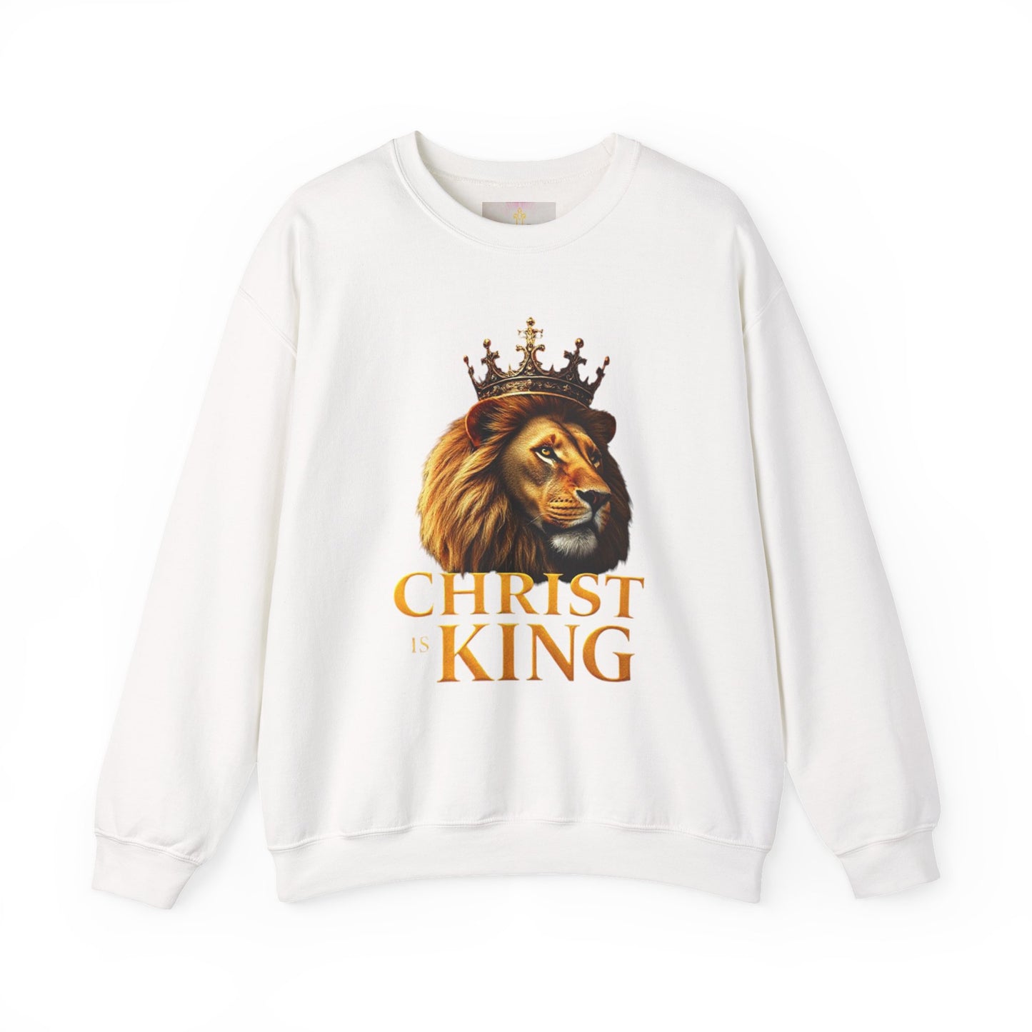 Christ is King – Men’s Christian Sweatshirt with Crowned Lion & Cross