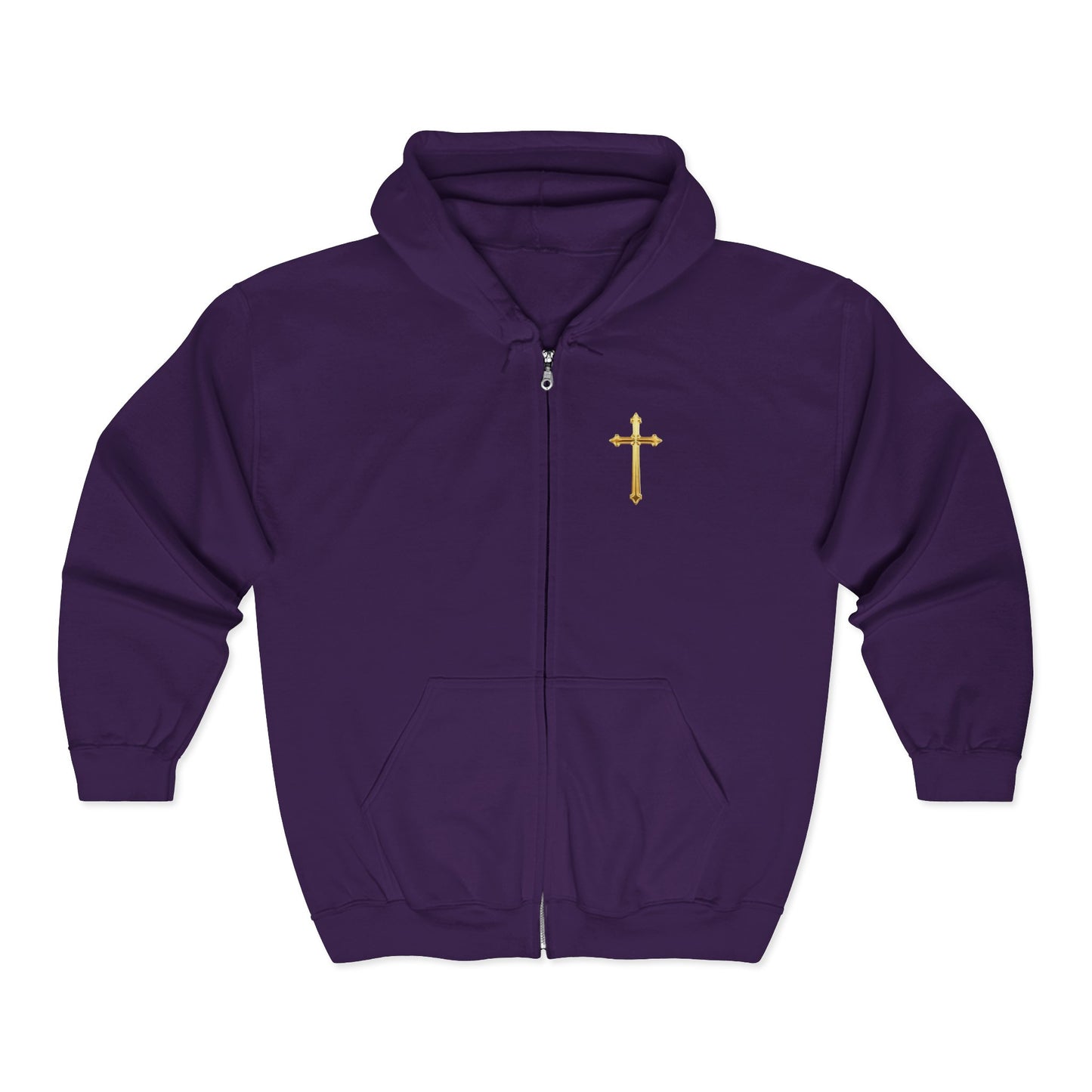 Golden Grace Women's Zip-Up Hoodie with Gold Cross Design