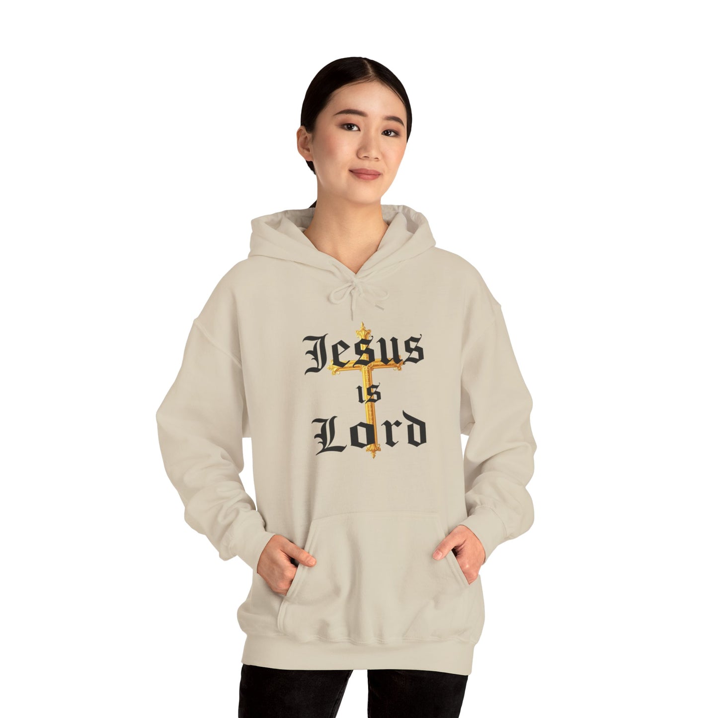Women’s “Jesus is Lord” Christian Hoodie – Faith Statement Pullover with Cross