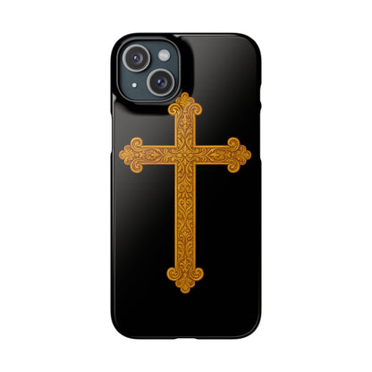 Black iPhone Snap Case – Gold Cross Design