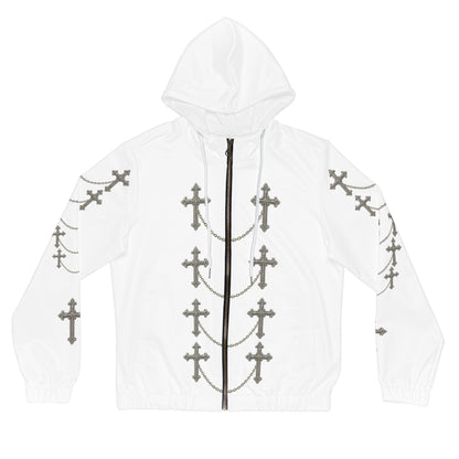 Silver Sanctuary Zip-Up Hoodie in White - Christian Apparel
