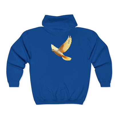 Peaceful Spirit Women's Zip-Up Hoodie with Dove in Flight Design