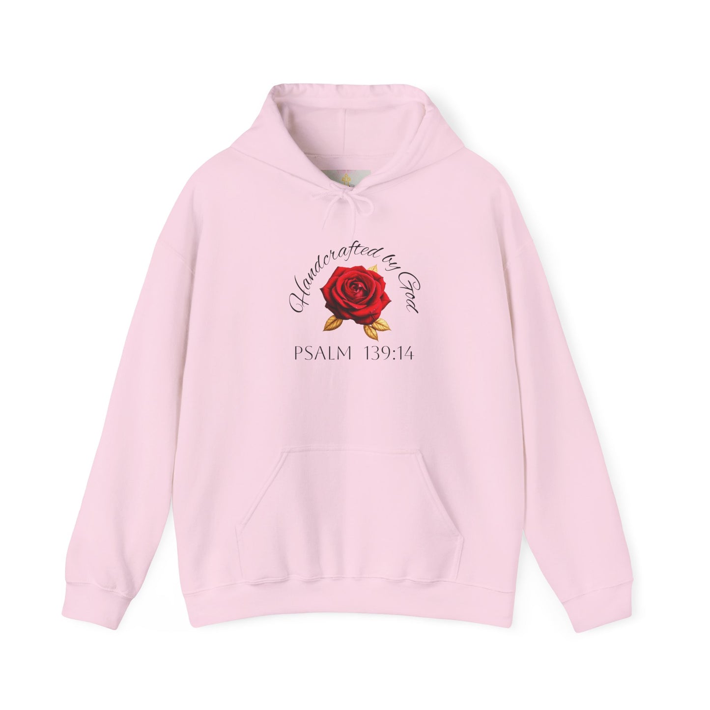 Handcrafted by God Rose Women's Hoodie – Christian Apparel (Dark Lettering)