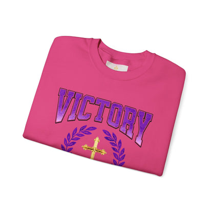 Victory Women’s Sweatshirt – Bold Purple Logo, Faith in Comfort