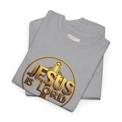 Men’s Romans 10:9 Christian T-Shirt – Jesus Is Lord & He Is Risen (Dark Lettering)