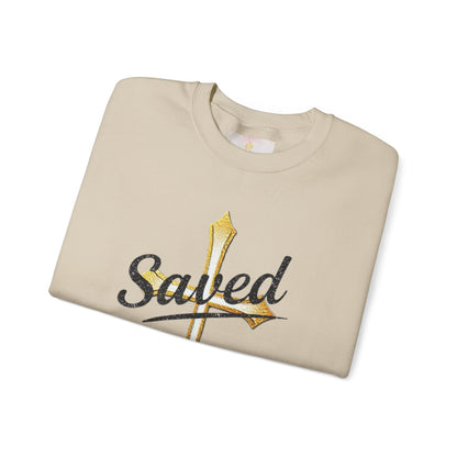 Saved Women’s Sweatshirt – Christian Faith Apparel with Cross & John 3:16