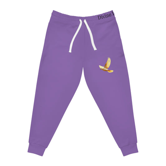 Peaceful Spirit Women's Jogging Pants in Purple with Dove in Flight Design